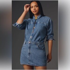 Pilcro • Blue Denim Long Sleeve Micro Mini Dress • Size S • EUC